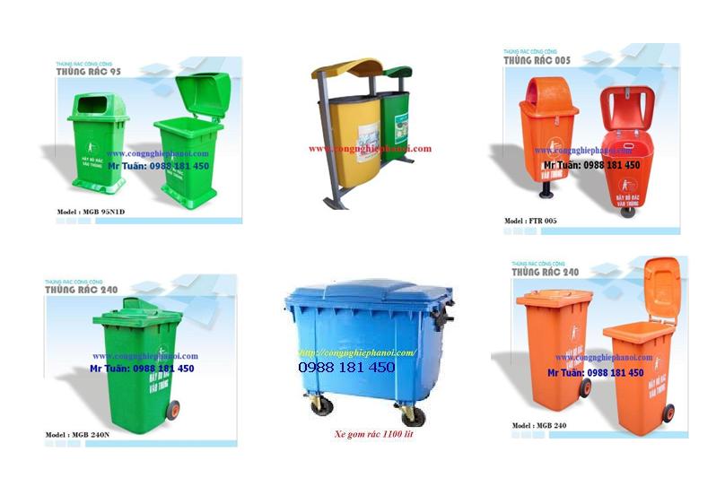 THIẾT BỊ MÔI TRƯỜNG, XE GOM RÁC 550L, THÙNG RÁC CÔNG CỘNG 120L – 240L